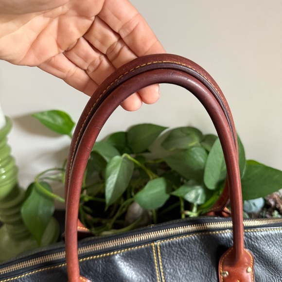 DOONEY & BOURKE Champosa Black Brown Pebbled Leather Satchel Handbag XL - Picture 8 of 13